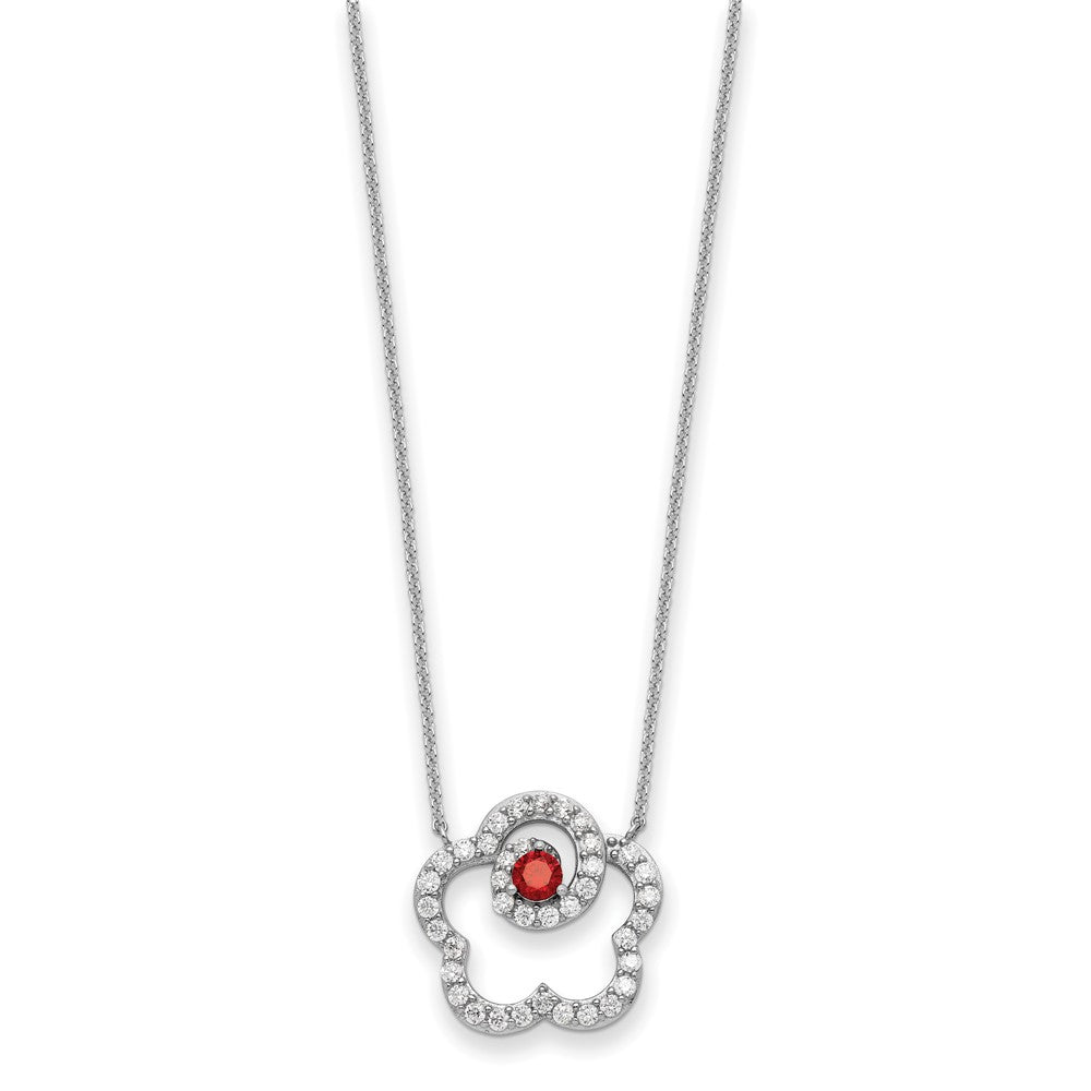 Sterling Silver Sentimental Expressions Rhodium-Plated Red And Clear Cz My Sweet Daughter 18In Necklace
