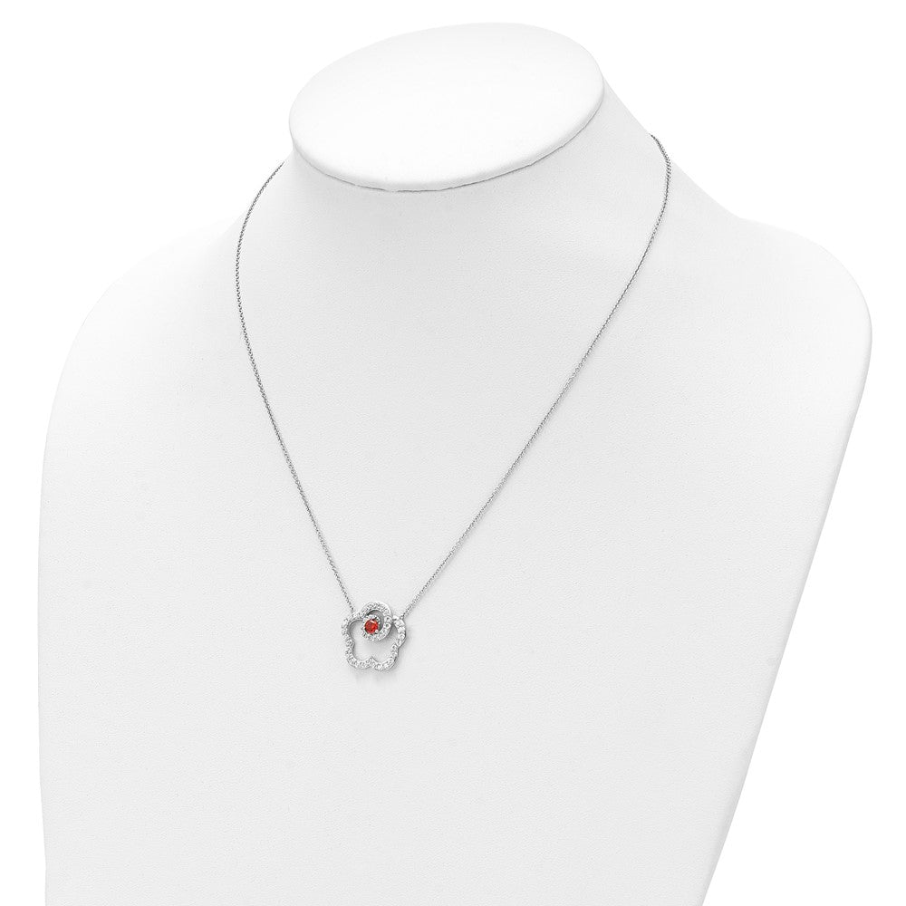 Sterling Silver Sentimental Expressions Rhodium-Plated Red And Clear Cz My Sweet Daughter 18In Necklace