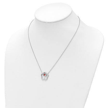 Sterling Silver Sentimental Expressions Rhodium-Plated Red And Clear Cz My Sweet Daughter 18In Necklace