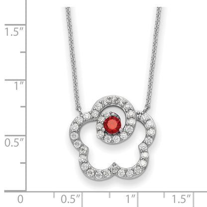 Sterling Silver Sentimental Expressions Rhodium-Plated Red And Clear Cz My Sweet Daughter 18In Necklace