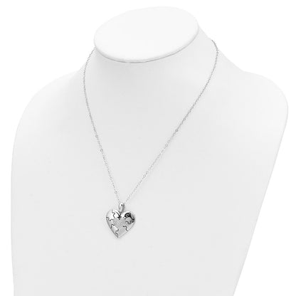 Sterling Silver Sentimental Expressions Rhodium-Plated Cz Together In Love 18In Necklace