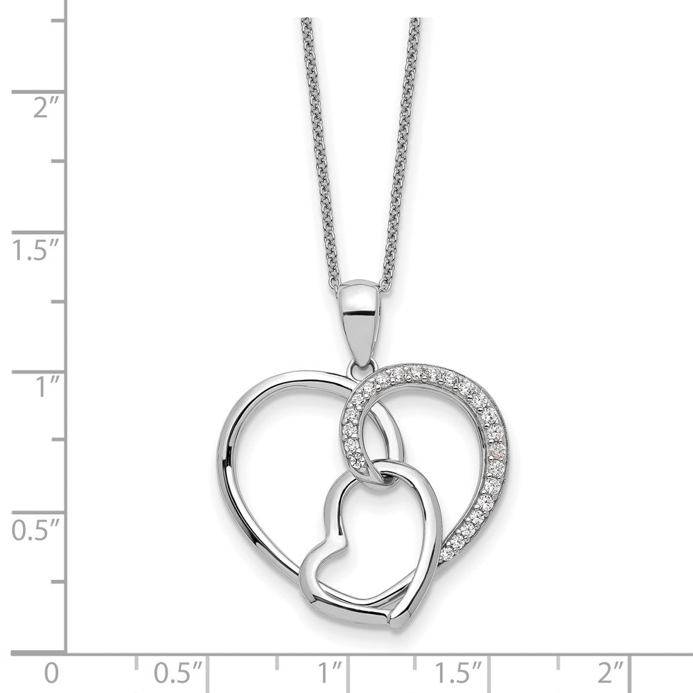 Sterling Silver Sentimental Expressions Rhodium-Plated Cz Together In Love 18In Necklace