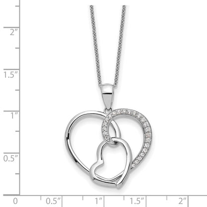 Sterling Silver Sentimental Expressions Rhodium-Plated Cz Together In Love 18In Necklace