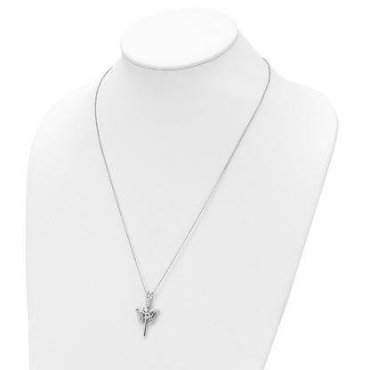 Sterling Silver Antiqued Ibtj (I Belong To Jesus) Cross 22In With Sentiment Necklace