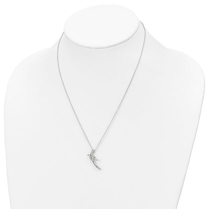 Sterling Silver Sentimental Expressions Rhodium-Plated Cz And Created Pink Sapphire Dancing With Joy 18In Necklace