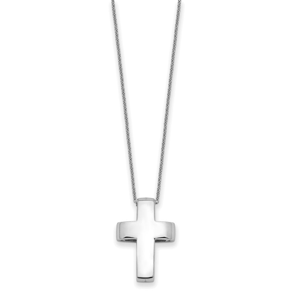 Sterling Silver Sentimental Expressions Rhodium-Plated Cz Good And Perfect Cross 22In Necklace