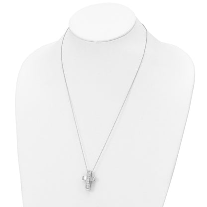 Sterling Silver Sentimental Expressions Rhodium-Plated Cz Good And Perfect Cross 22In Necklace