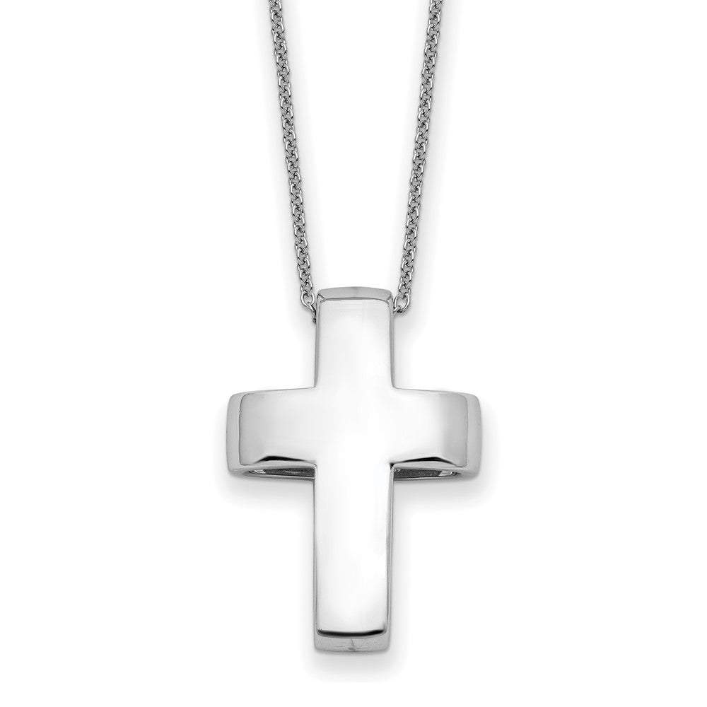 Sterling Silver Sentimental Expressions Rhodium-Plated Cz Good And Perfect Cross 22In Necklace