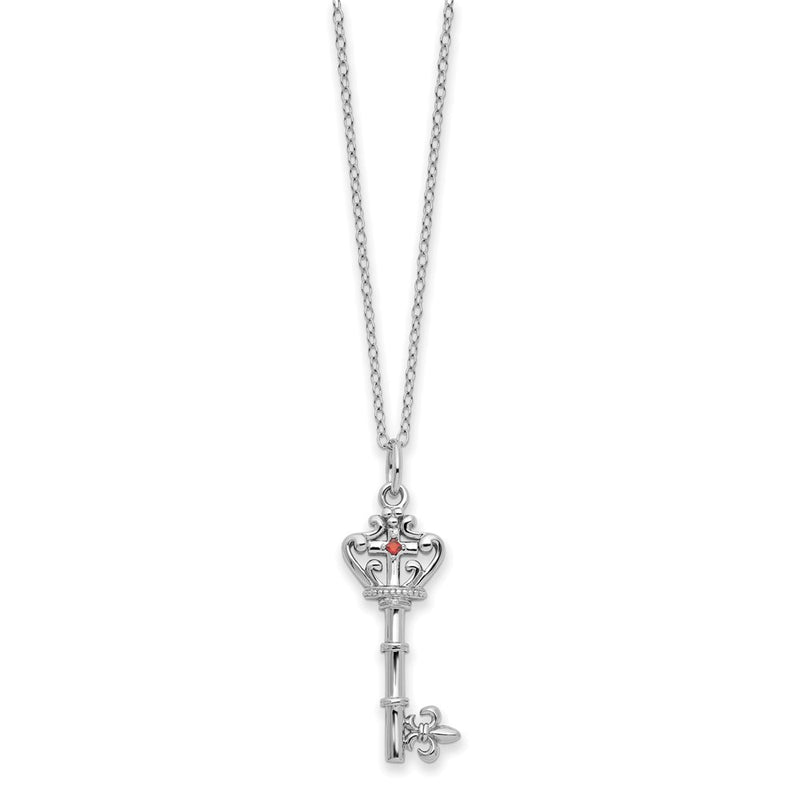 Sterling Silver Sentimental Expressions Rhodium-Plated Red Cz Antiqued Key Of David 18In Necklace