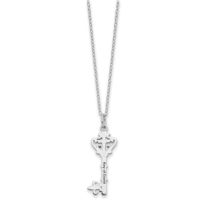Sterling Silver Sentimental Expressions Rhodium-Plated Red Cz Antiqued Key Of David 18In Necklace