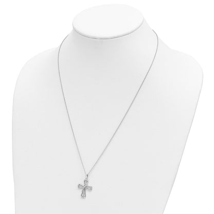 Sterling Silver Sentimental Expressions Rhodium-Plated Love Never Fails Cross 22In Necklace