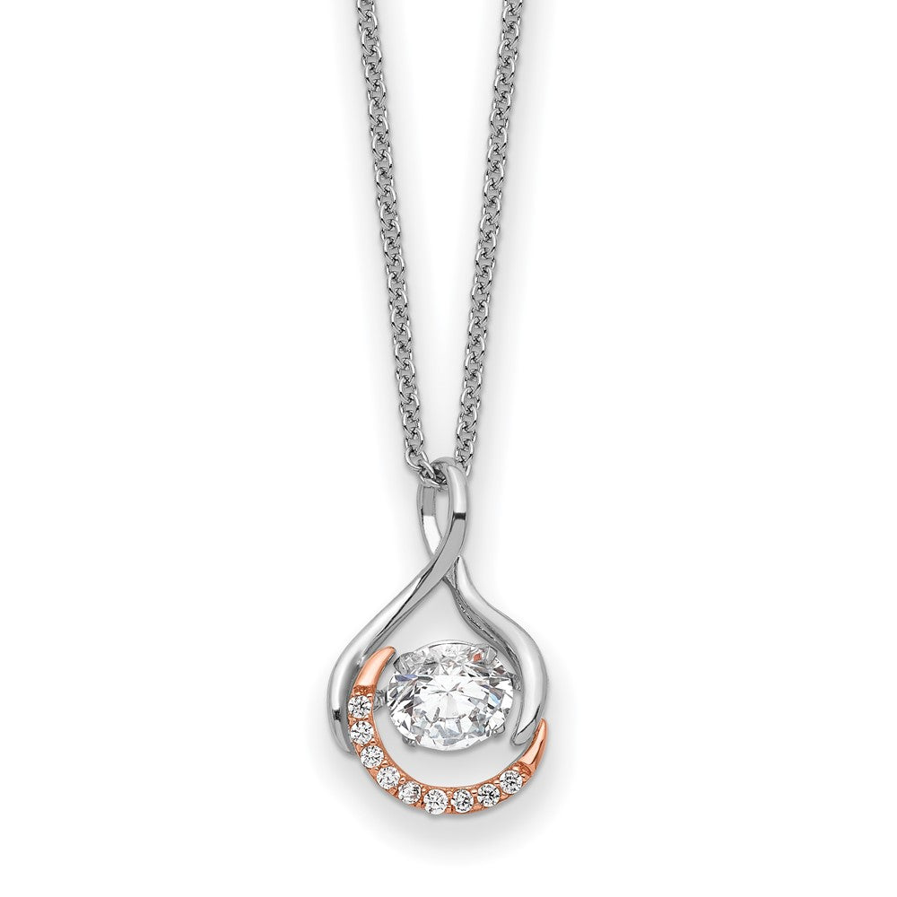 Sterling Silver Sentimental Expressions Rose-Tone Ss And Vibrant Cz Warm Embrace 18In Necklace
