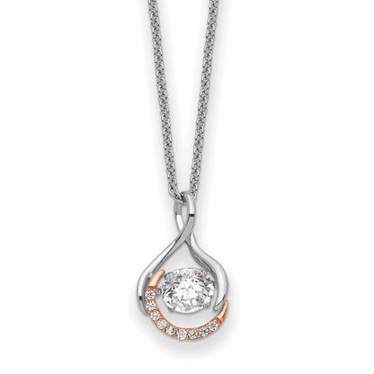 Sterling Silver Sentimental Expressions Rose-Tone Ss And Vibrant Cz Warm Embrace 18In Necklace