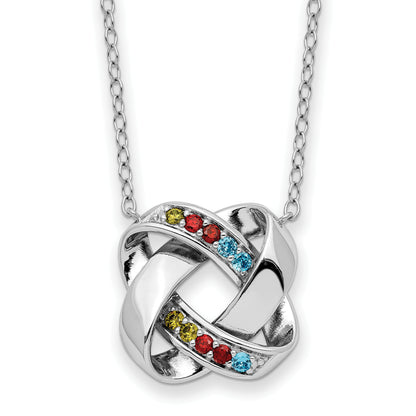 Sterling Silver Sentimental Expressions Rhodium-Plated Multi-Color Cz Color Me Happy Square 18In Necklace