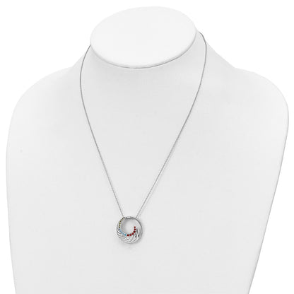 Sterling Silver Sentimental Expressions Rhodium-Plated Multi-Color Cz Color Me Happy Circle 18In Necklace
