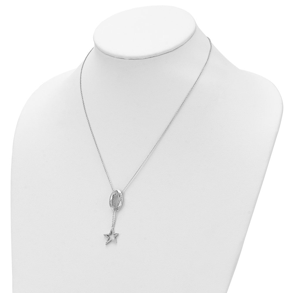Sterling Silver Sentimental Expressions Rhodium-Plated Cz Catch A Falling Star 18In Necklace