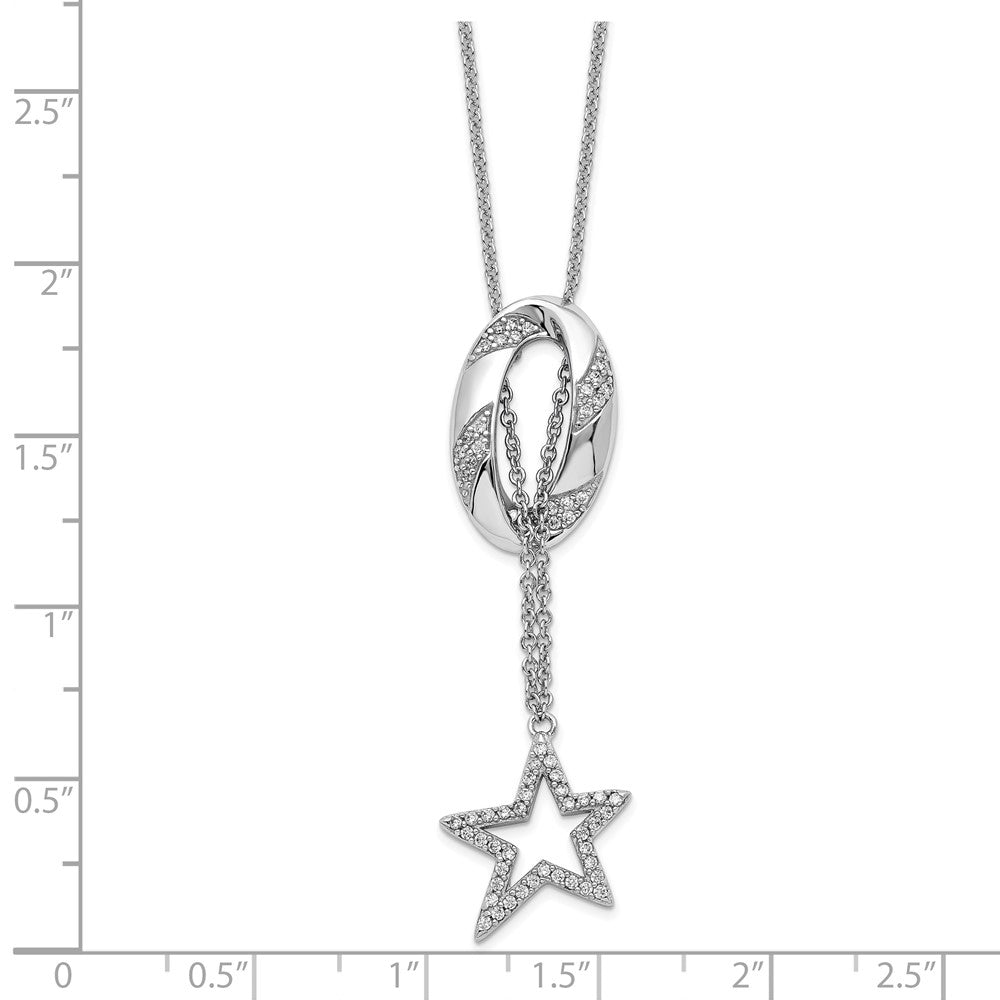 Sterling Silver Sentimental Expressions Rhodium-Plated Cz Catch A Falling Star 18In Necklace