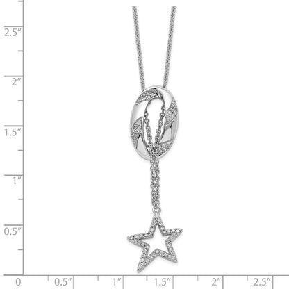 Sterling Silver Sentimental Expressions Rhodium-Plated Cz Catch A Falling Star 18In Necklace