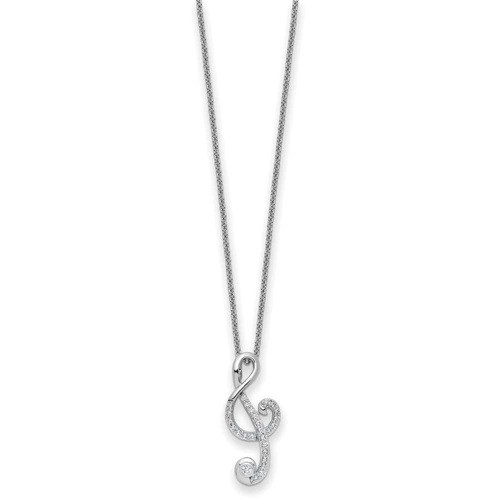 Sterling Silver Sentimental Expressions Rhodium-Plated Cz Music 18In Necklace