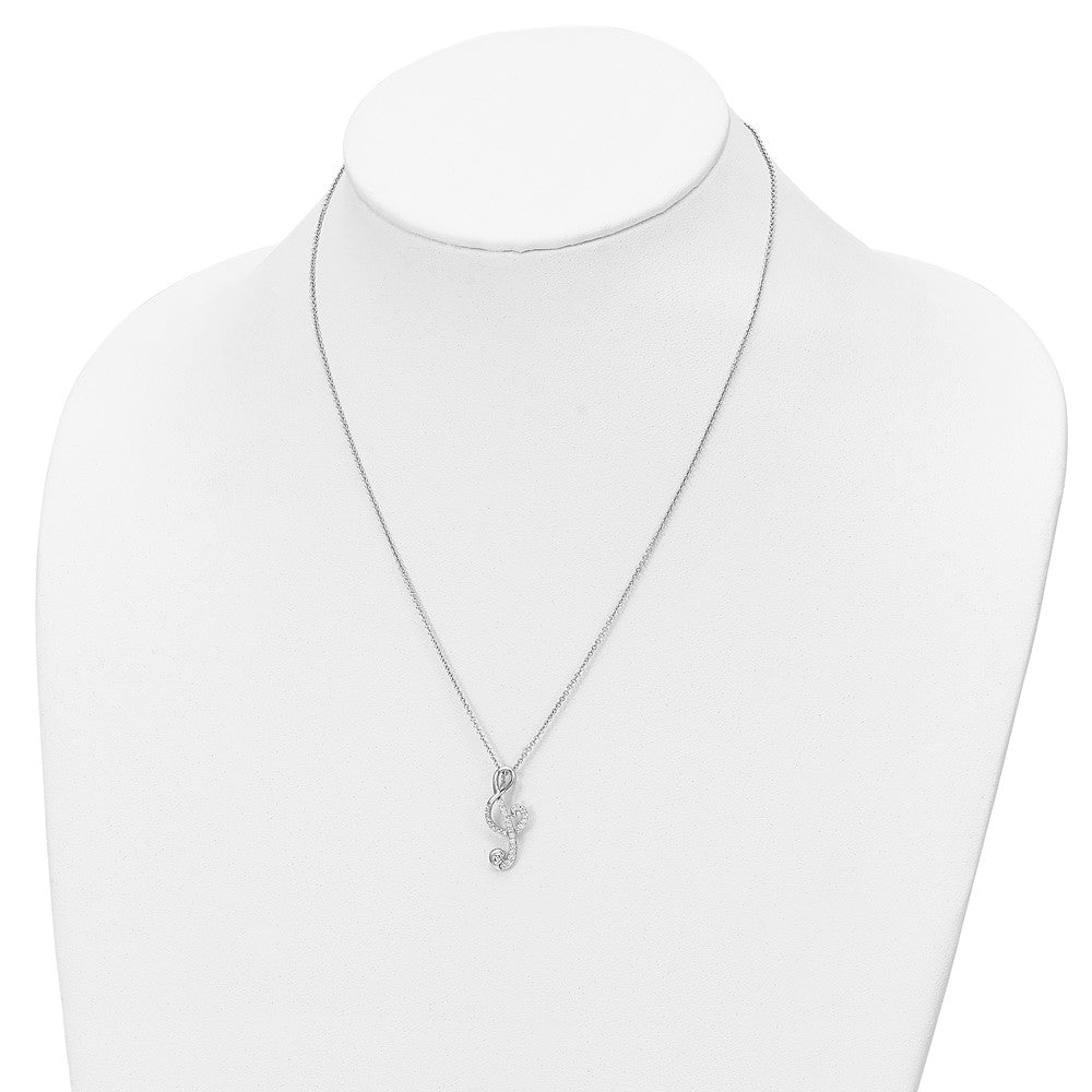 Sterling Silver Sentimental Expressions Rhodium-Plated Cz Music 18In Necklace