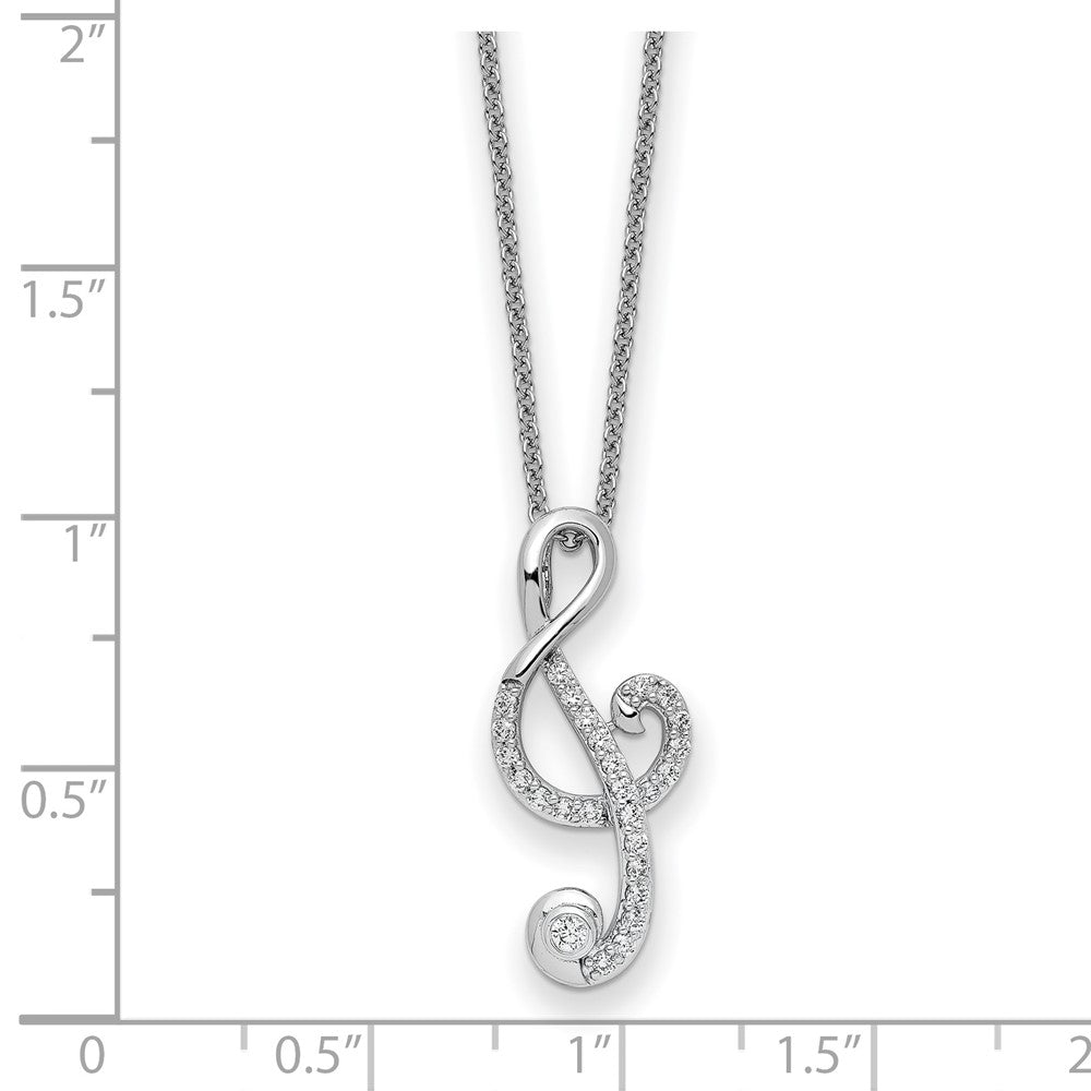 Sterling Silver Sentimental Expressions Rhodium-Plated Cz Music 18In Necklace
