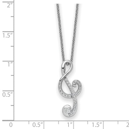 Sterling Silver Sentimental Expressions Rhodium-Plated Cz Music 18In Necklace
