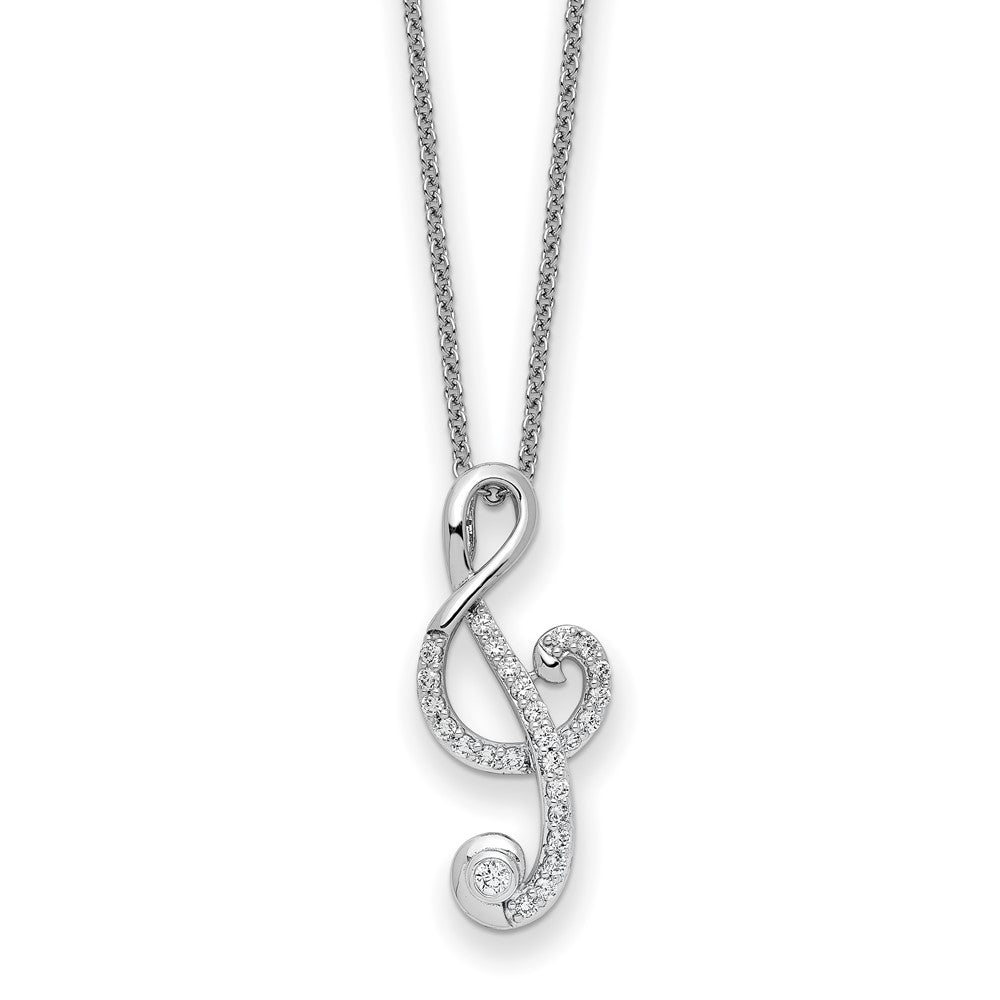 Sterling Silver Sentimental Expressions Rhodium-Plated Cz Music 18In Necklace