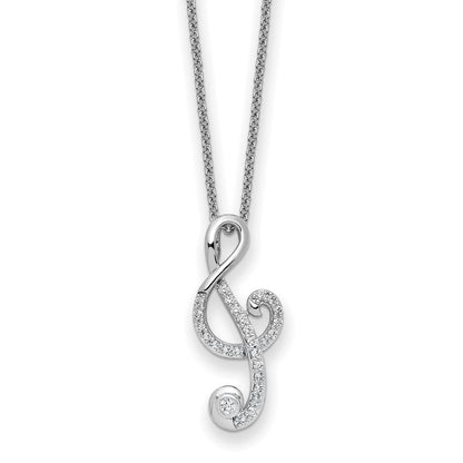 Sterling Silver Sentimental Expressions Rhodium-Plated Cz Music 18In Necklace