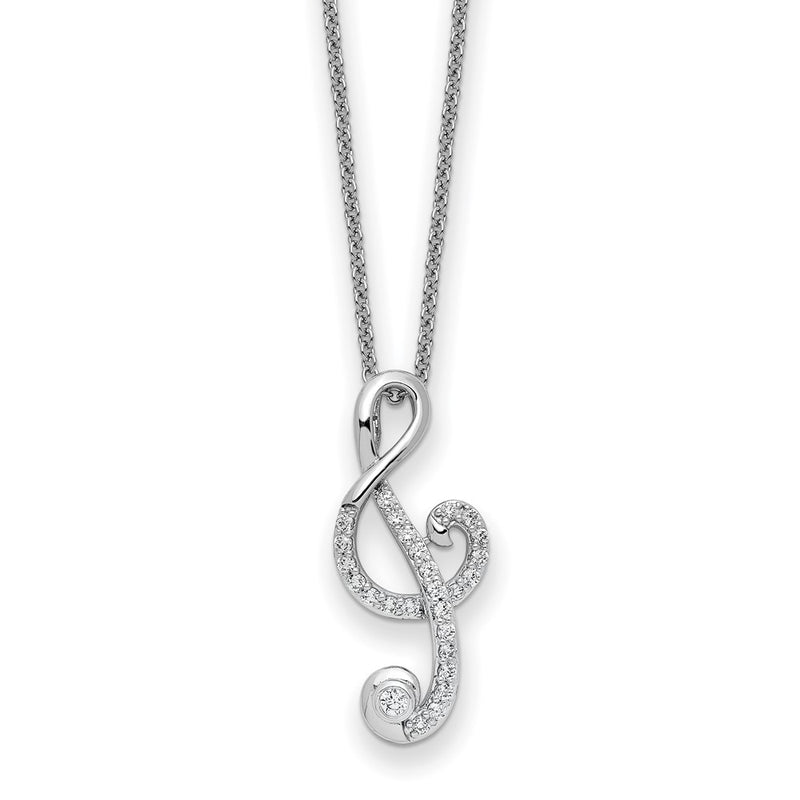 Sterling Silver Sentimental Expressions Rhodium-Plated Cz Music 18In Necklace