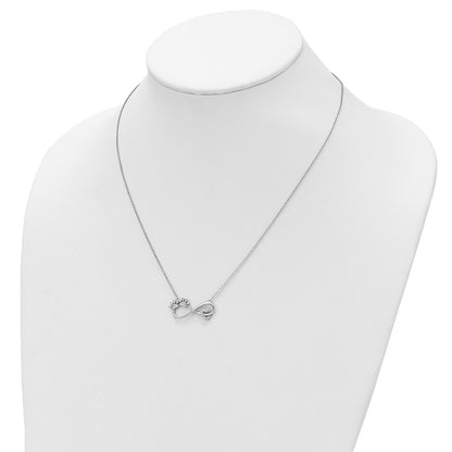Sterling Silver Sentimental Expressions Rhodium-Plated Cz Furr Ever 18 In Necklace