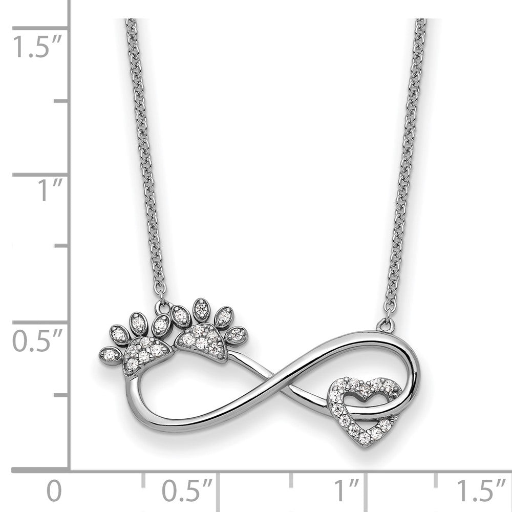 Sterling Silver Sentimental Expressions Rhodium-Plated Cz Furr Ever 18 In Necklace