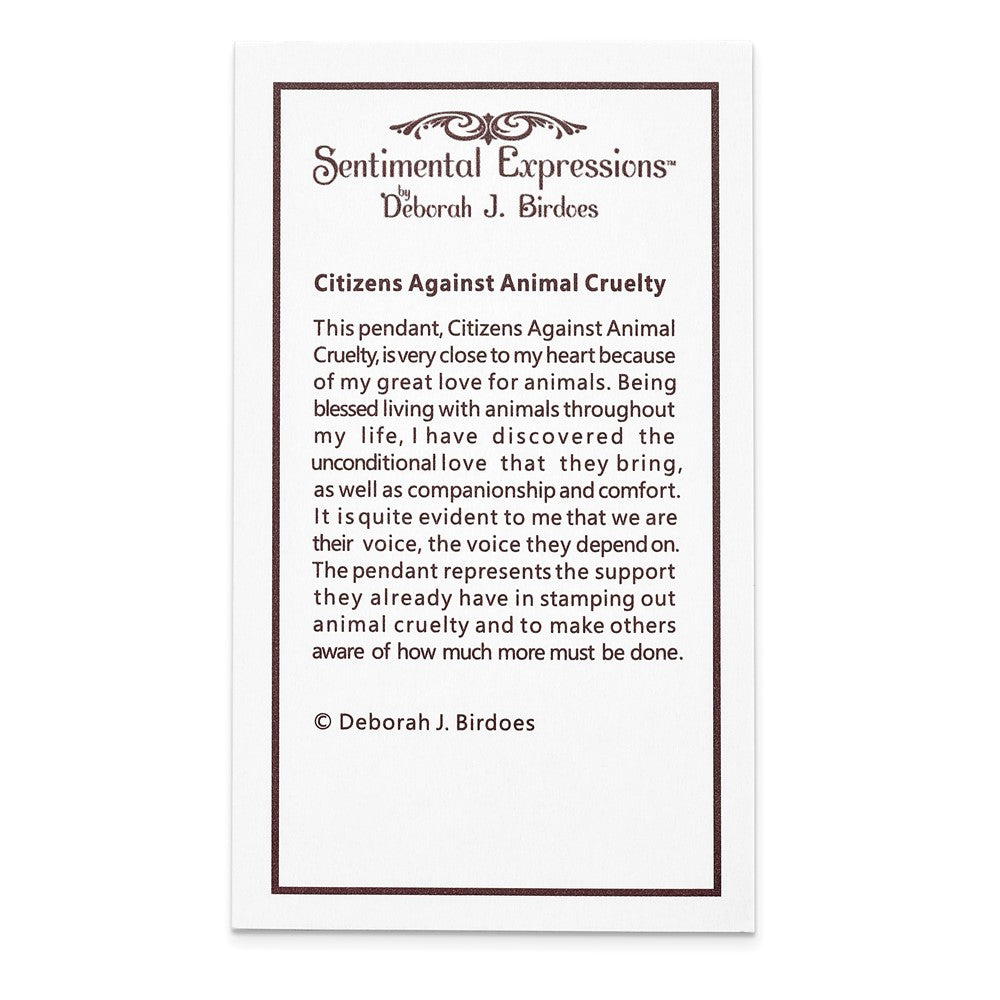 Sterling Silver Sentimental Expressions Rhodium-Plated Antiqued Citizens Against Animal Cruelty 22In Necklace