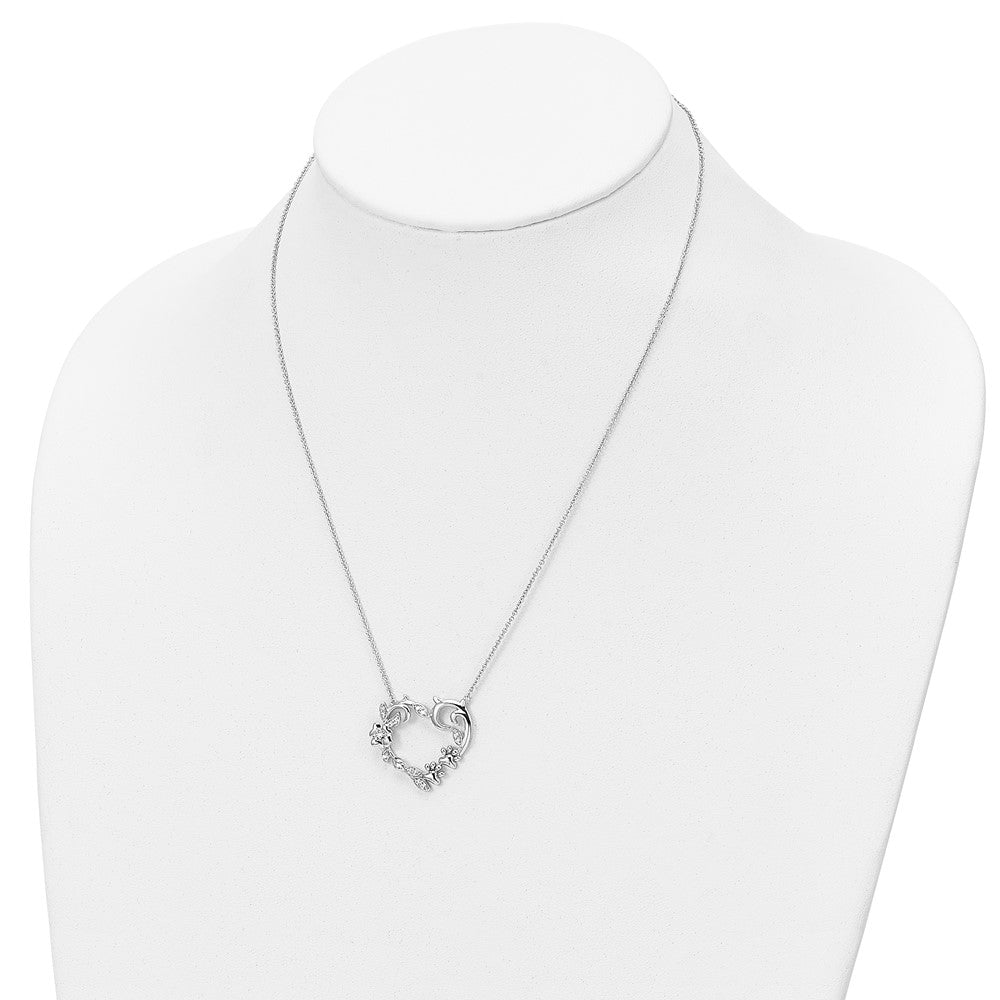Sterling Silver Sentimental Expressions Rhodium-Plated Cz My Special Pet Heart 18In Necklace