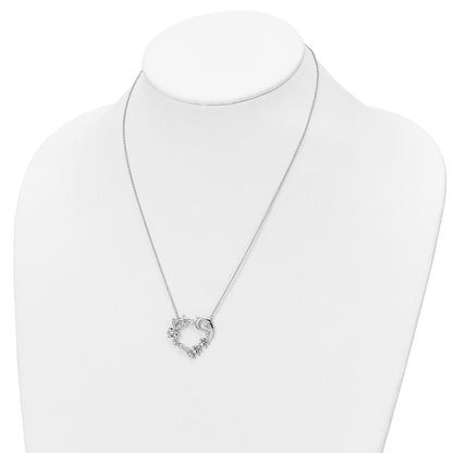 Sterling Silver Sentimental Expressions Rhodium-Plated Cz My Special Pet Heart 18In Necklace