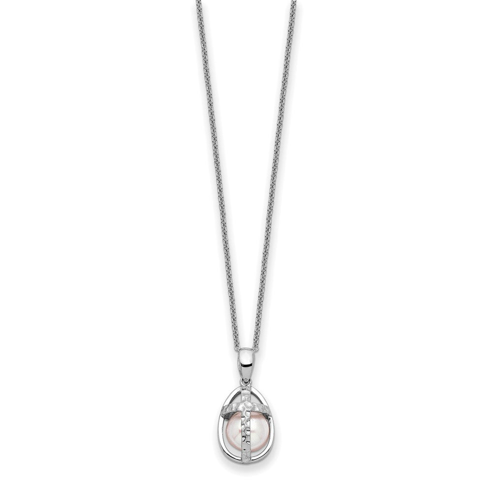 Sterling Silver Sentimental Expressions Rhodium-Plated Fwc Pearl Commitment 18In Necklace