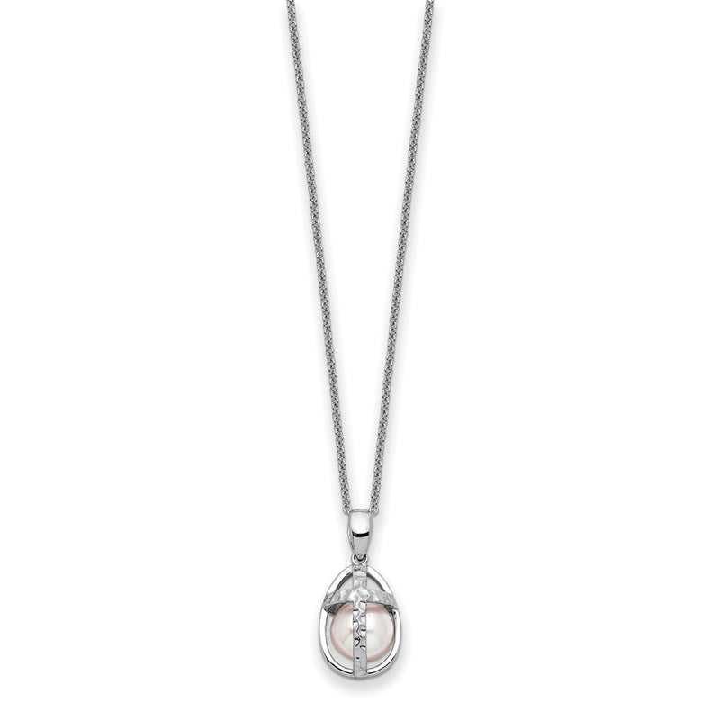 Sterling Silver Sentimental Expressions Rhodium-Plated Fwc Pearl Commitment 18In Necklace