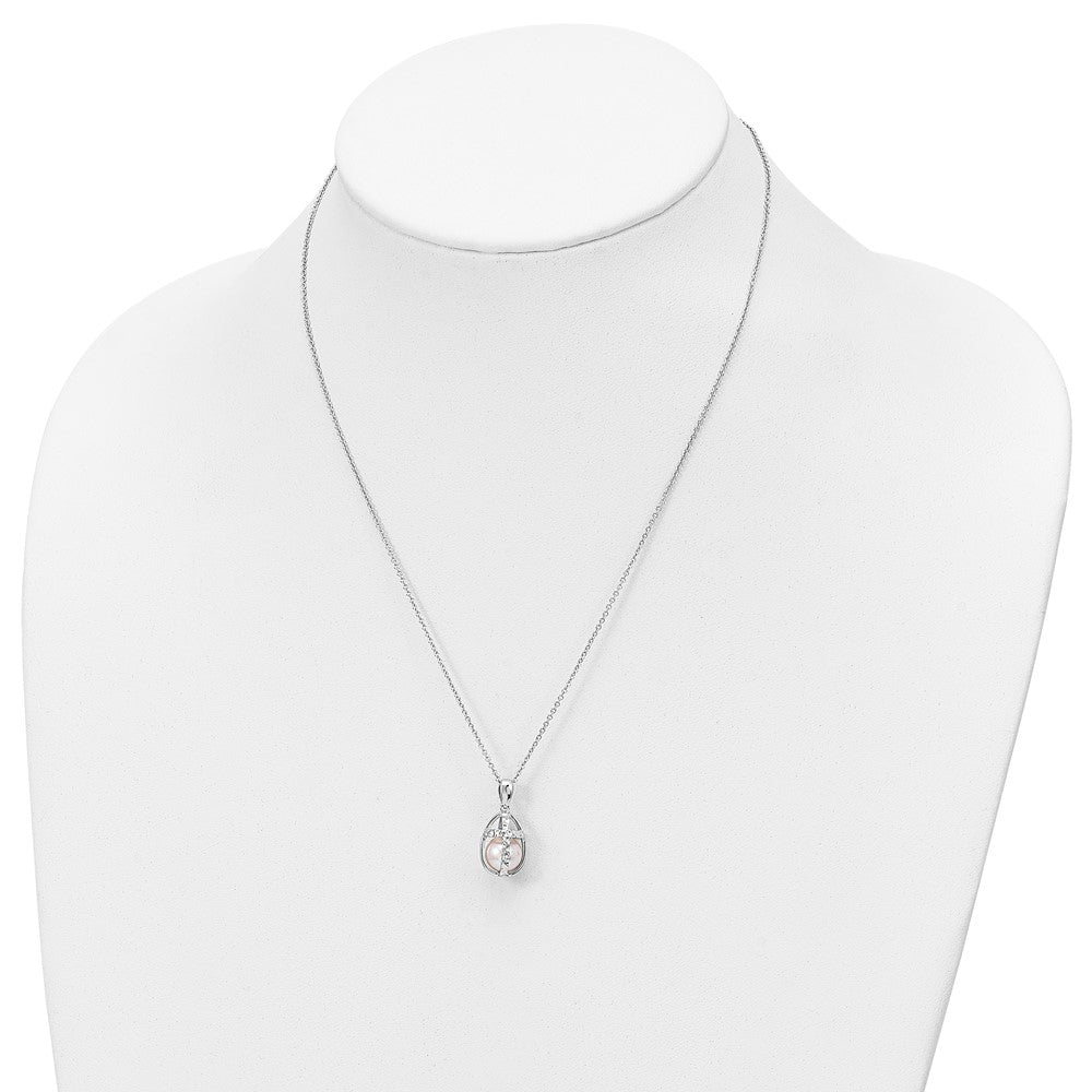 Sterling Silver Sentimental Expressions Rhodium-Plated Fwc Pearl Commitment 18In Necklace