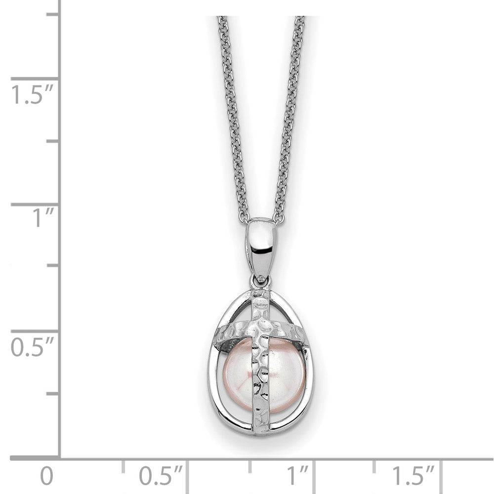 Sterling Silver Sentimental Expressions Rhodium-Plated Fwc Pearl Commitment 18In Necklace