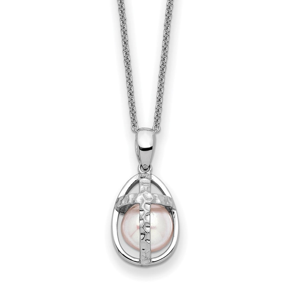 Sterling Silver Sentimental Expressions Rhodium-Plated Fwc Pearl Commitment 18In Necklace