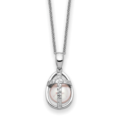 Sterling Silver Sentimental Expressions Rhodium-Plated Fwc Pearl Commitment 18In Necklace