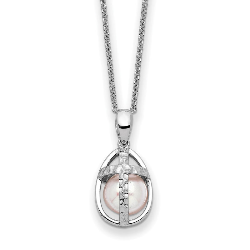 Sterling Silver Sentimental Expressions Rhodium-Plated Fwc Pearl Commitment 18In Necklace