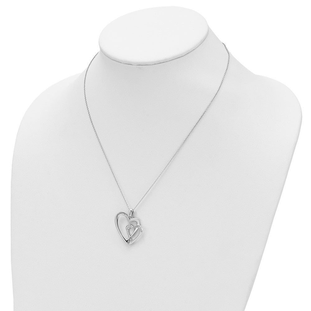 Sterling Silver Sentimental Expressions Rhodium-Plated Cz You And Me Heart 18In Necklace