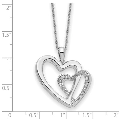 Sterling Silver Sentimental Expressions Rhodium-Plated Cz You And Me Heart 18In Necklace