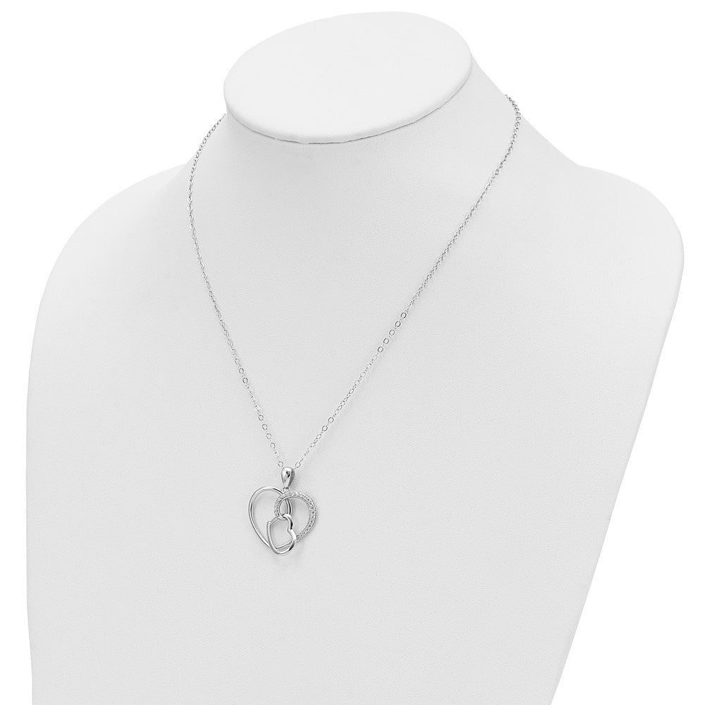 Sterling Silver Sentimental Expressions Rhodium-Plated Cz Antiqued Love You To Pieces 18In Necklace