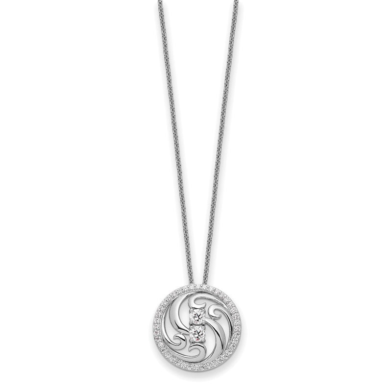 Sterling Silver Sentimental Expressions Rhodium-Plated Cz Through The Years Swirl Circle 18In Necklace