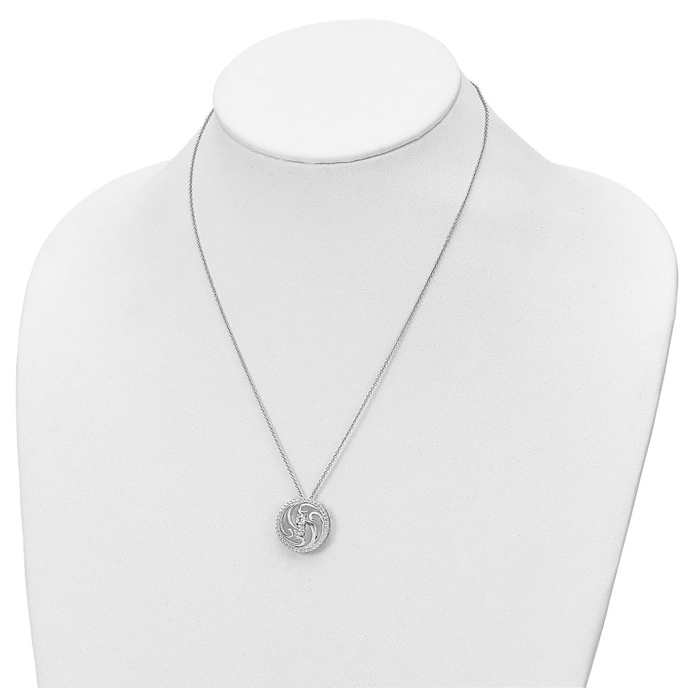 Sterling Silver Sentimental Expressions Rhodium-Plated Cz Through The Years Swirl Circle 18In Necklace