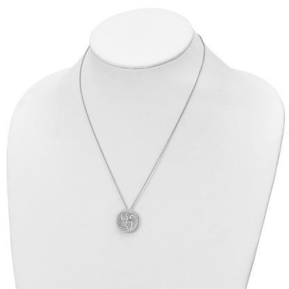 Sterling Silver Sentimental Expressions Rhodium-Plated Cz Through The Years Swirl Circle 18In Necklace