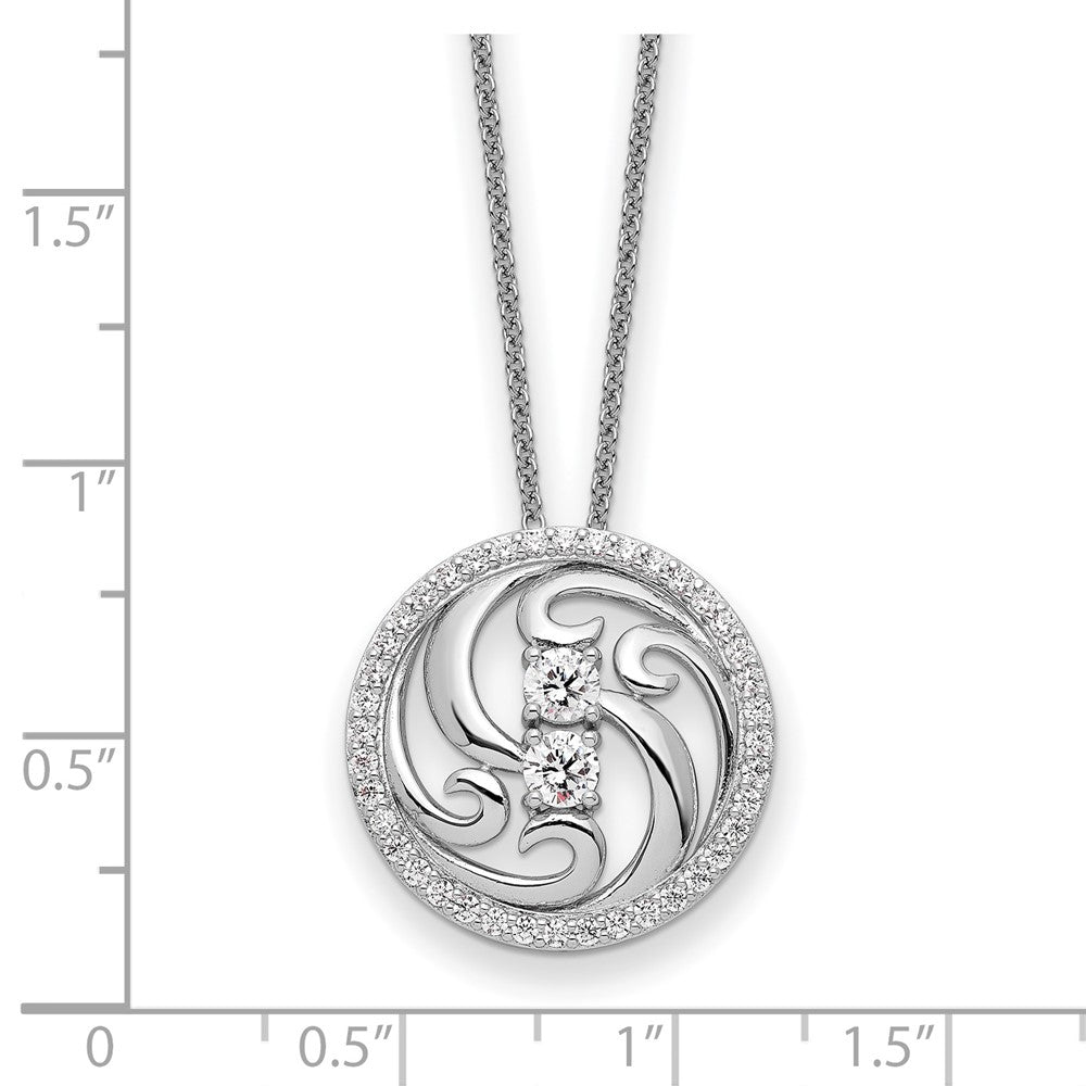 Sterling Silver Sentimental Expressions Rhodium-Plated Cz Through The Years Swirl Circle 18In Necklace