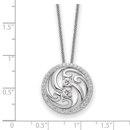 Sterling Silver Sentimental Expressions Rhodium-Plated Cz Through The Years Swirl Circle 18In Necklace