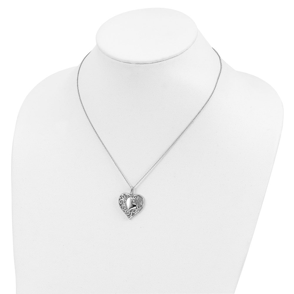 Sterling Silver Sentimental Expressions Rhodium-Plated Cz Antiqued Soul Sister Heart 18In Necklace